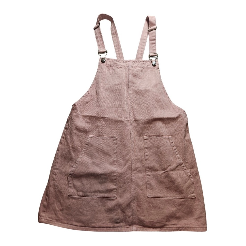 Harper Womens Pink Denim Overall Pinafore Dress Large Dusty Rose Pockets